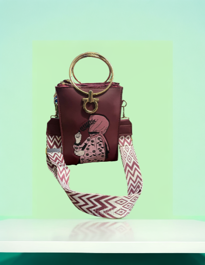Crossbody Bag with Artistic Design & Bold Strap" with 9  different colors