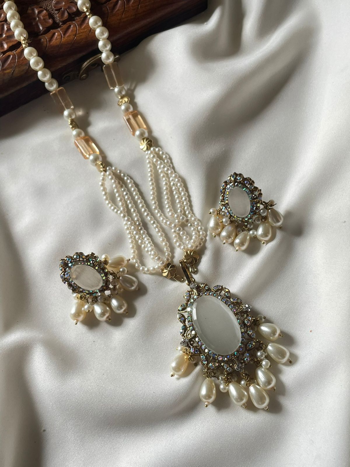 Egyptian Double Stone Turkish Style Locket Set with Fancy Beaded Mala – 7 Variations