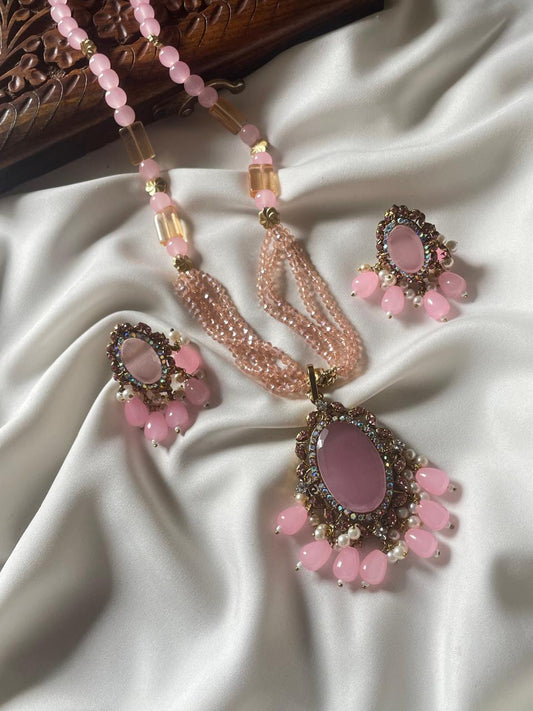 Egyptian Double Stone Turkish Style Locket Set with Fancy Beaded Mala – 7 Variations