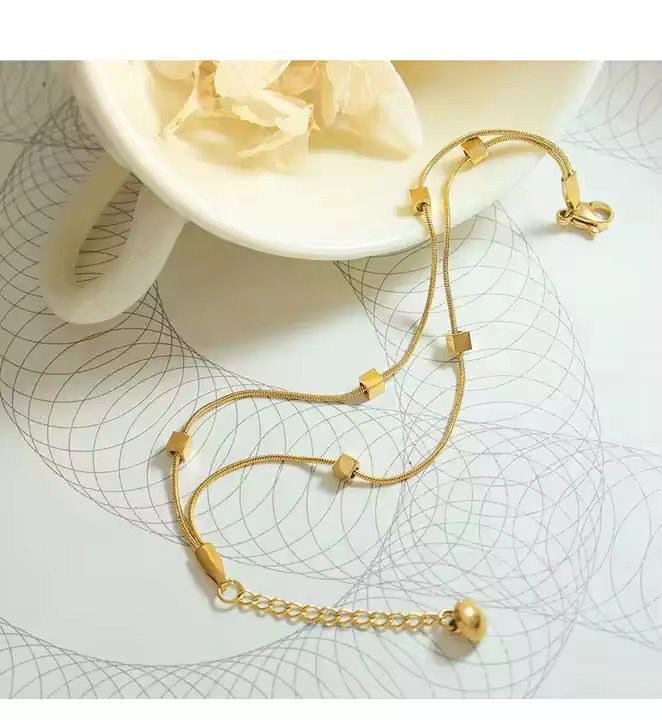 Two-Layer Stainless Steel Bracelet  "Green Stone & Golden" Variations