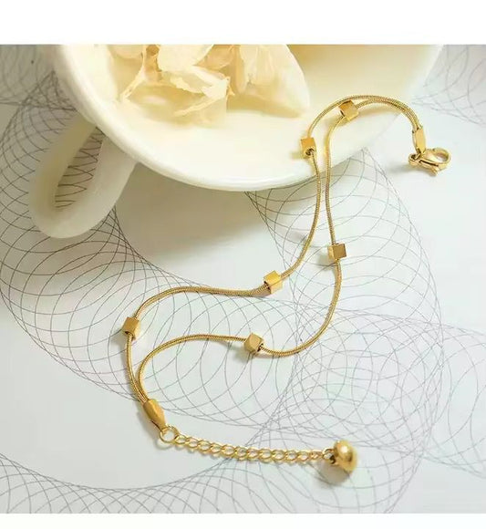 Two-Layer Stainless Steel Bracelet  "Green Stone & Golden" Variations