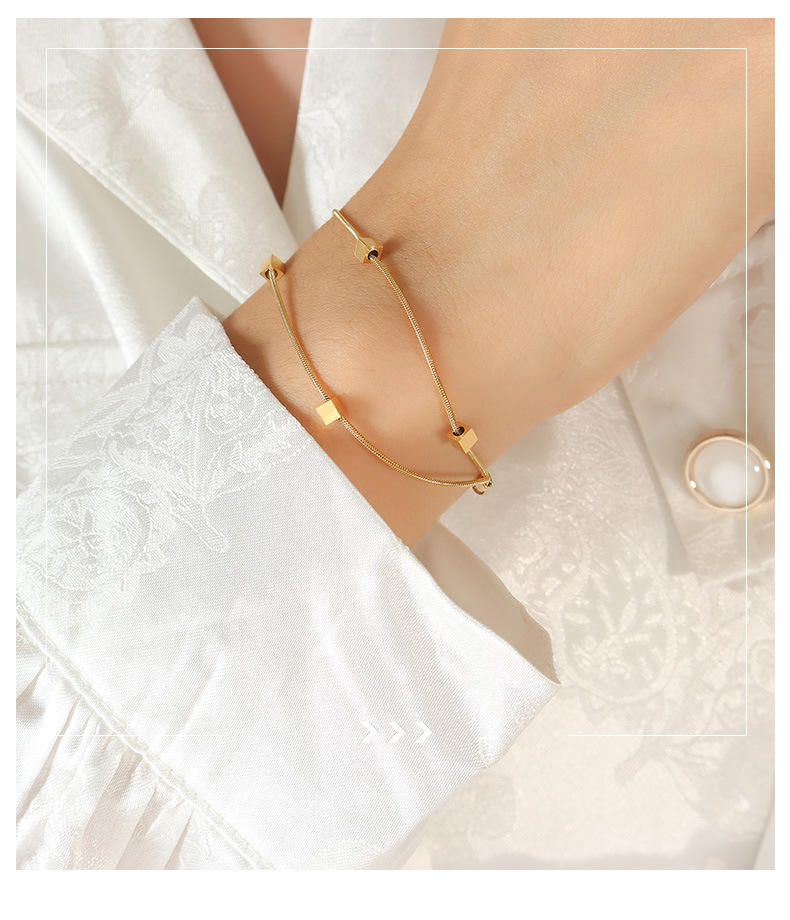 Two-Layer Stainless Steel Bracelet  "Green Stone & Golden" Variations
