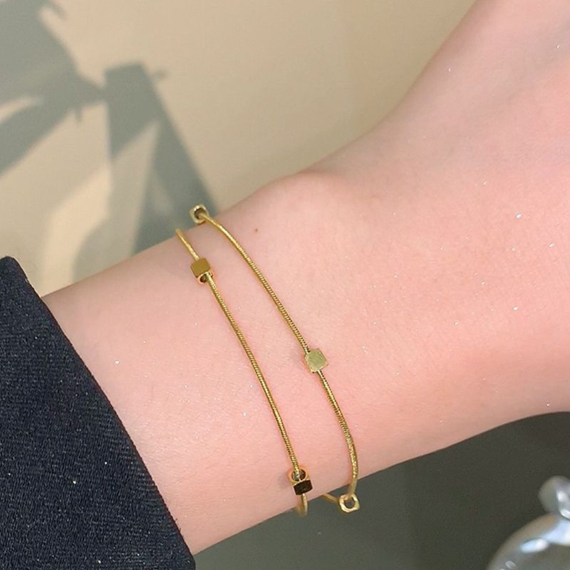 Two-Layer Stainless Steel Bracelet  "Green Stone & Golden" Variations