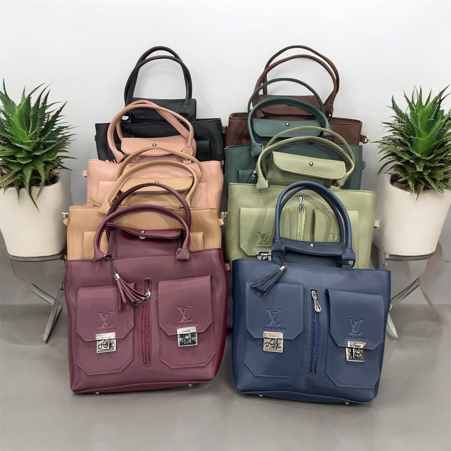 Women’s Tote Bag with Zipper, Pockets & Pouch – Available in 8 Colors