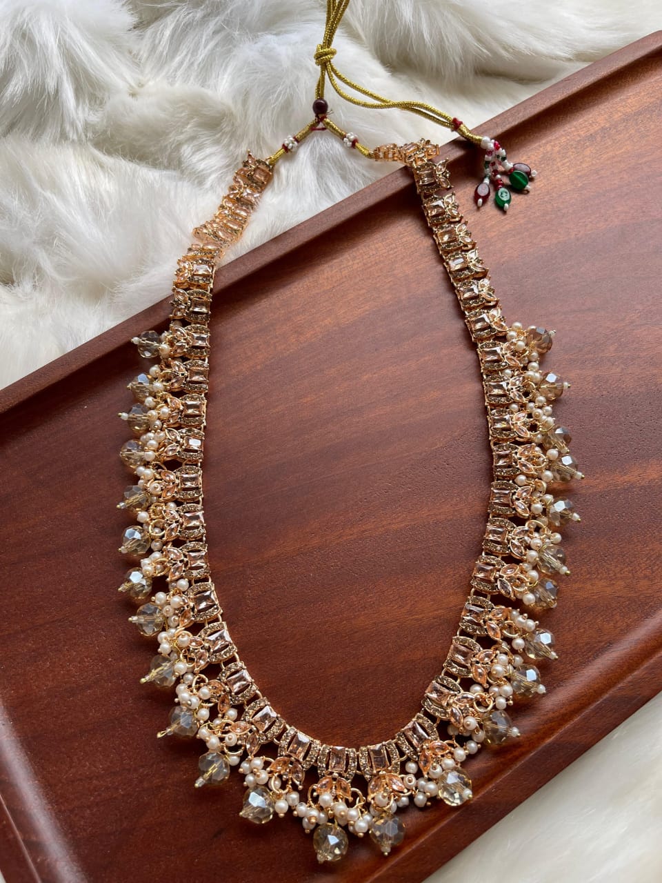 Pastel Pink Stone Mala Necklace – Bridal & Festive Wear with 5 variant colors