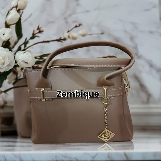 Trendy Designer-Inspired Handbag – Brown with Gold Accent