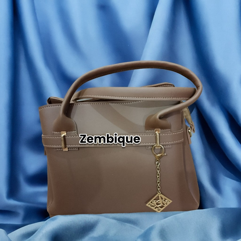 Trendy Designer-Inspired Handbag – Brown with Gold Accent