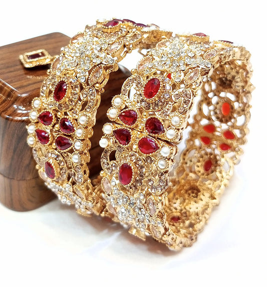 Designer Stone-Studded Heavy Kundan Style Bangles Traditional Indian Wedding Wear Party & Festive Wear Jewelry