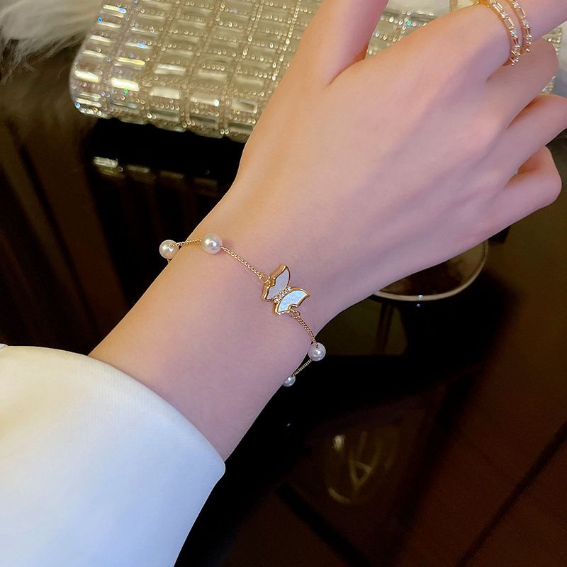 Pearl Butterfly Bracelet – Stainless Steel, Waterproof & Tarnish-Proof