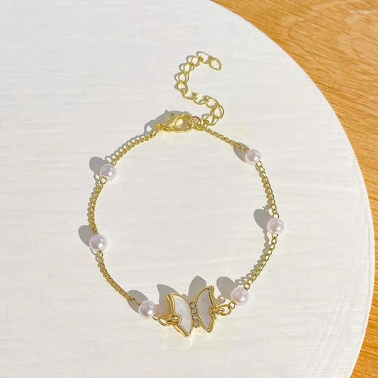 Pearl Butterfly Bracelet – Stainless Steel, Waterproof & Tarnish-Proof