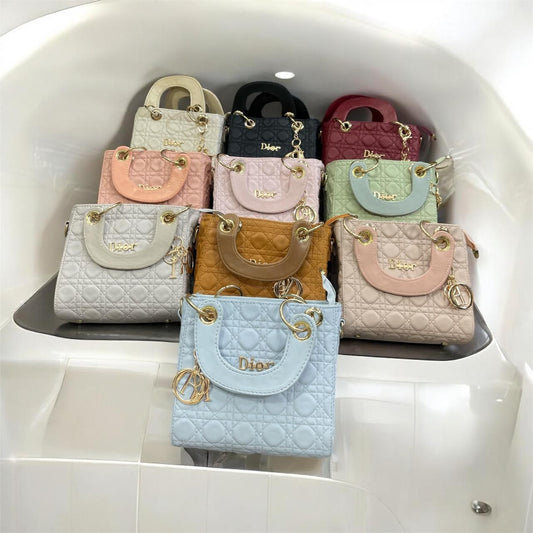 "Quilted Mini Handbag with Gold Hardware – 10 Elegant Colors |  Mini Handbag & Top Handle Style"
